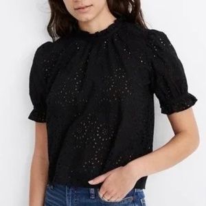 NWT Madewell Blouse XL Embroidered Eyelet Ruffle